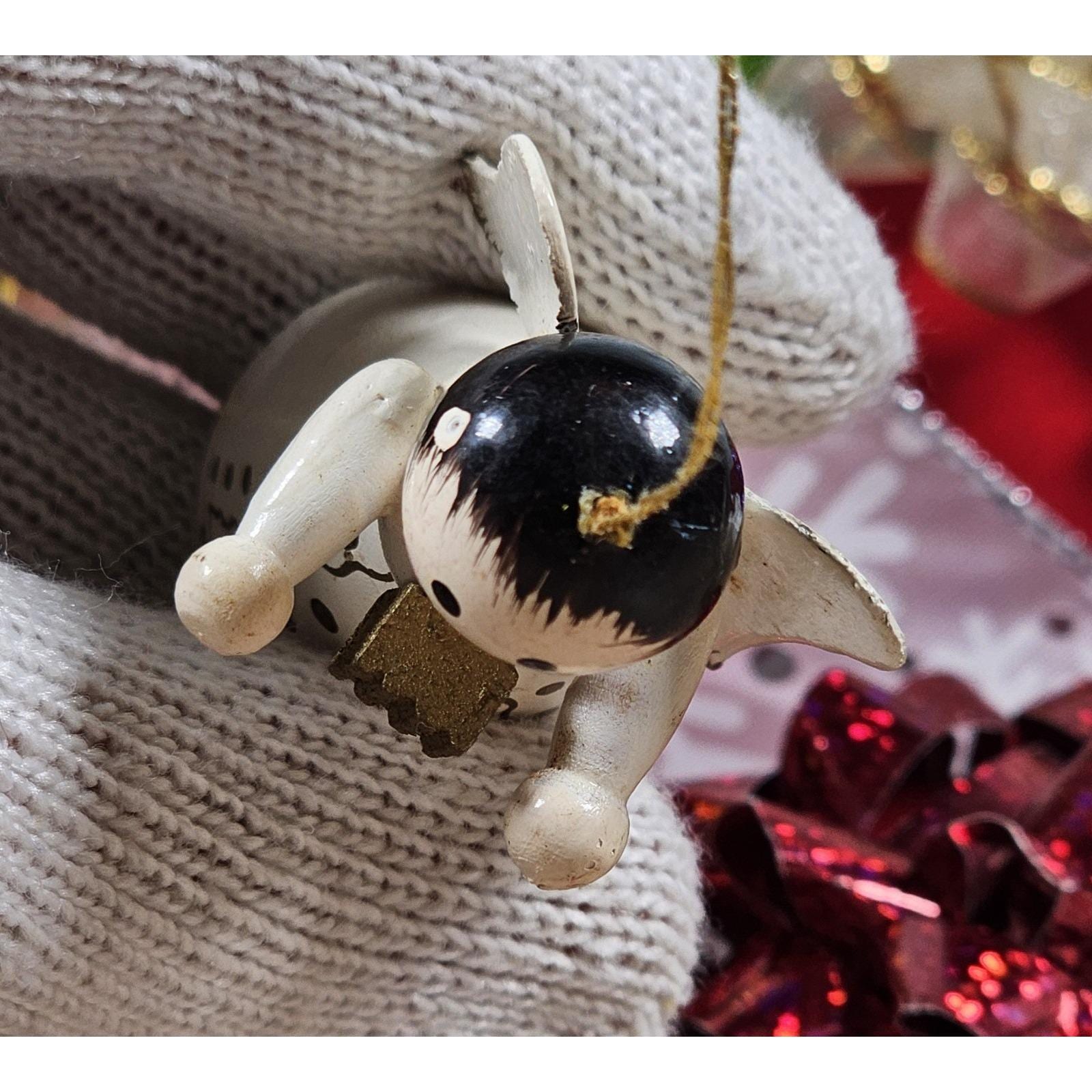 ヴィンテージドイツ製 2.5インチ木製エンジェルオーナメント ホワイト