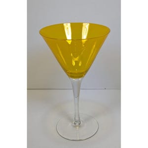 Vintage Yellow Martini Cocktail Glass 8&quot; Tall