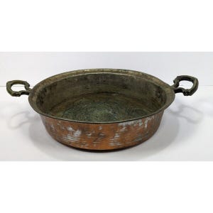 Vintage French Copper-Plated 7-Slot Egg Poacher/Escargot Pan With Worn Patina & Dual Handles