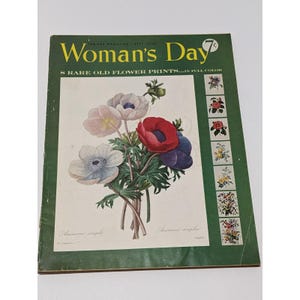 Womans Day Magazine September 1953 Vintage Issue With Rare Flower Prints & Ads
