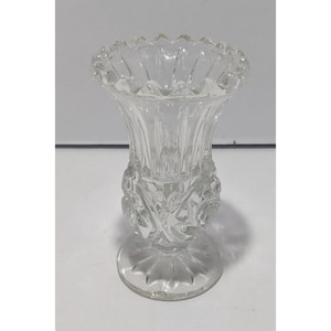 Vintage Crystal Bud Vase With Intricate Cut Design 4&quot; Tall Clear Decorative Home Accent