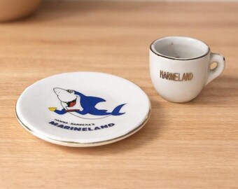 Vintage Hanna Barbera Marineland Mini Cup Saucer Shark Souvenir