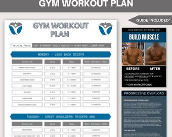 Plan de entrenamiento en el gimnasio: Programa de entrenamiento físico para fortalecer y desarrollar músculos