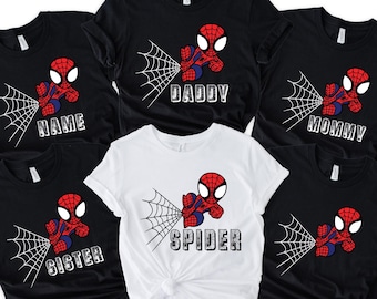 Custom Spider Birthday Family T-Shirt, Superhero Matching Shirts