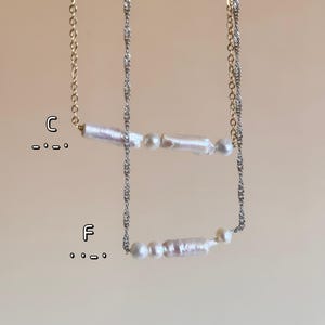 Personalized Morse Code Pearl Necklace, Freshwater Letter Jewelry, Minimalist Stainless Steel Chain