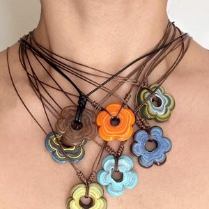 Handmade glass flower pendant necklace, murano boho necklace | lampwork necklace | colourful gift