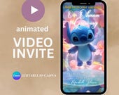 Lilo & Stitch Baby Shower Video Invitation: Editable Canva Template (Digital Download