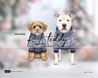 Familia de osos navideños personalizada inspirada en la vida real: Decoración navideña vintage (Descarga digital)