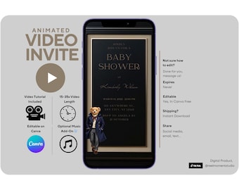 Polo Bear Baby Shower Video Invite | Luxury Plaid Theme (Digital Download)
