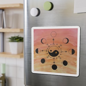 Moon Phase Die-Cut Magnets, Watercolor Celestial Fridge Magnets, Lunar Magnet Set, Space Kitchen Decor, Galaxy Locker Accessories