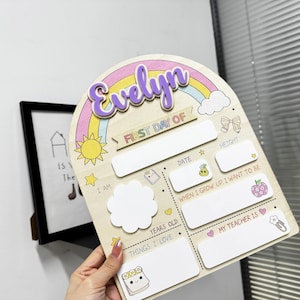 Letrero personalizado para el primer día de clases, letrero reutilizable para fotos de regreso a clases, pizarra borrable en seco reutilizable.