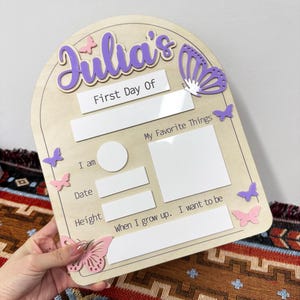 Pizarra personalizada para el primer día de clases, letrero reutilizable para fotos de regreso a clases, letrero para niños, letrero para el primer día de kínder.