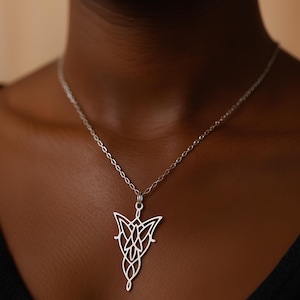 Arwn Evenstar Necklace Stainless Steel Pendant Sacred Geometry Symbol of Blessing and Love, Elf Jewelry Gift for Her,Fantasy Inspired Charm