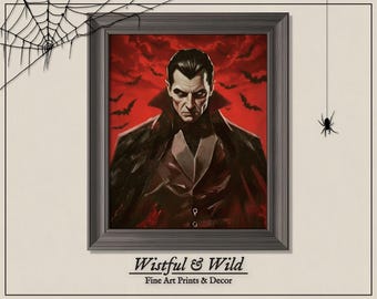 Le comte cramoisi | Art mural vampire gothique | Déco d'horreur sombre fantastique