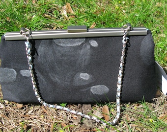 Hand Painted Clutch Purse Black with Bubbles