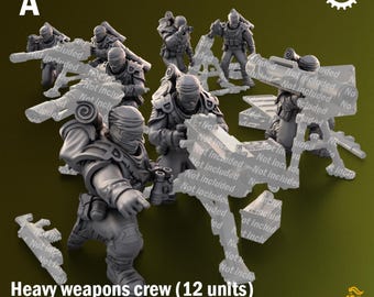 Operadores de armas pesadas del Regimiento Duna Roja de Adeptus Miniatures / Miniaturas de mesa impresas en 3D
