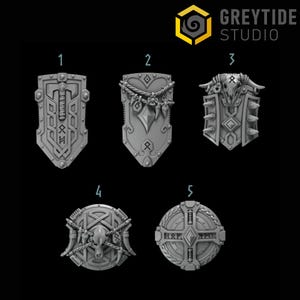 Escudos y paquetes de piezas de Sabuesos Primitivos de Greytide Studios / Piezas impresas en 3D