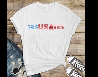 Jesus Saves USA Flag Christian PNG | 4th of July Sublimation Design | Patriotic Faith SVG | Printable Digital File