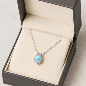 Rainbow Moonstone Pendant Necklace: June Birthstone, Gold Finish
