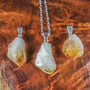 Raw Citrine Crystal Pendant Necklace | Natural Healing Stone | Prosperity, Confidence Energy | Boho Gemstone Jewelry for Men & Women