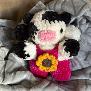 Crochet Large Sunflower Cow plushie
