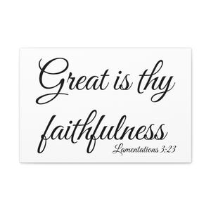 Lamentaciones 3:23 Grande es tu fidelidad, Escritura inspiradora impresa en lienzo blanco