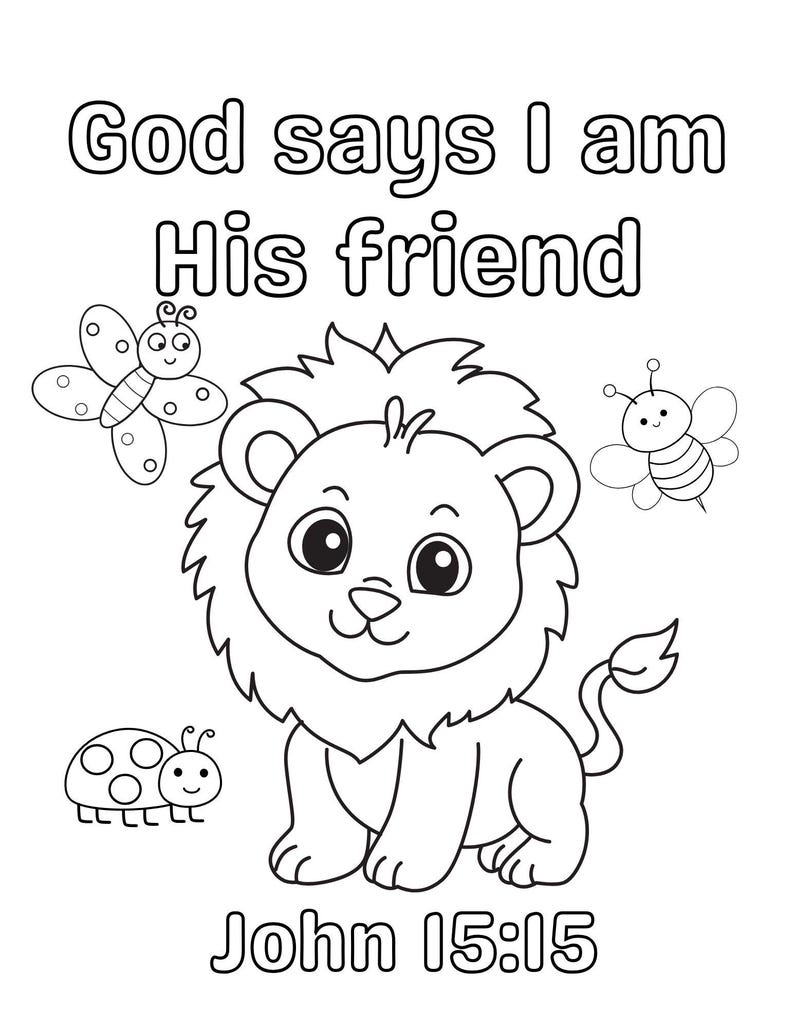 Bible Verse Coloring Pages for Kids Cute Animals Christian Activity ...