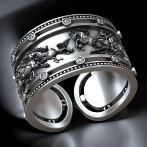 Diamond Horse Ring: Adjustable Equestrian Jewelry, Unisex Design