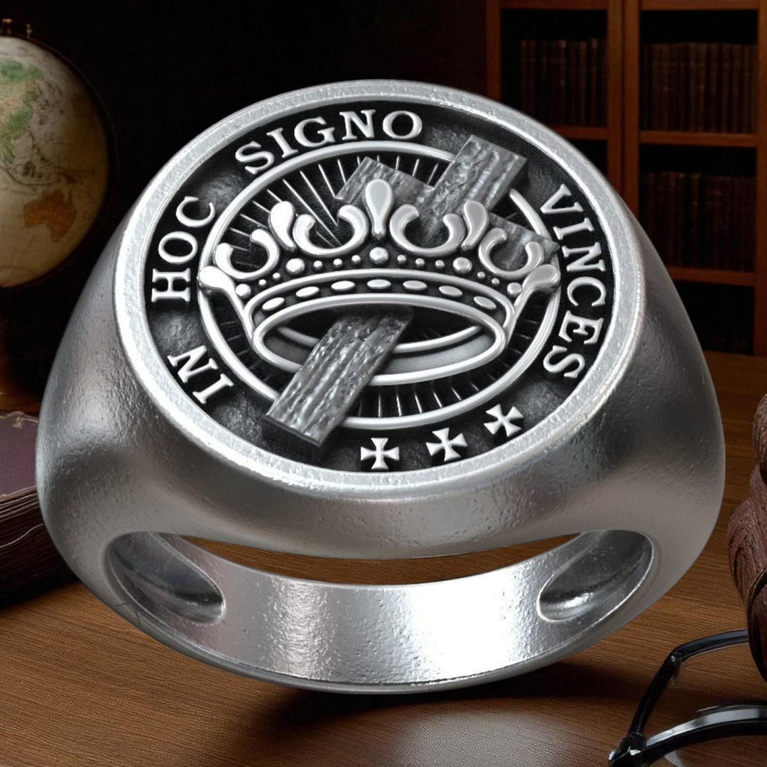 Crusader Templar Knight Ring, Handmade Masonic Signet Ring, in Hoc ...
