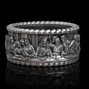 Handmade Last Supper Ring: Christian Jewelry, Religious Symbol