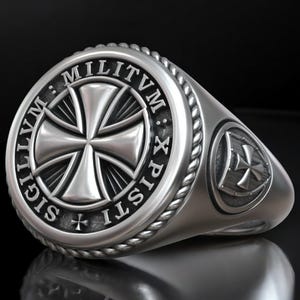 Templar Cross Signet Ring: Handmade Sterling Silver Maltese Shield