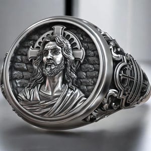 Christogram Signet Ring: Handmade 925 Silver Christian Jewelry