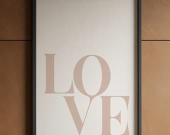 LOVE Typography Poster Set - 5 Minimalist Color Variations, Modern Word Art Decor