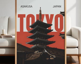 Tokyo, Japan Poster – Minimalist Pagoda Red Typography