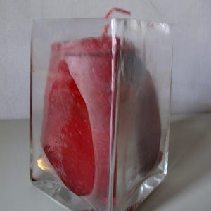 Vintage Hand Made Container Candle, in Red Ruby Color.