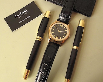 Pierre Cardin Herrenuhr, Stift, Bleistift, Brieftasche Geschenkset