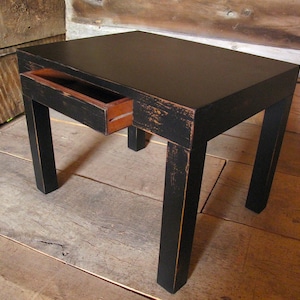 Vintage 90s Nightstand, Bed Side, Coffee, Side Table With Drawer. Cherry Wood With Black Satin Patina.
