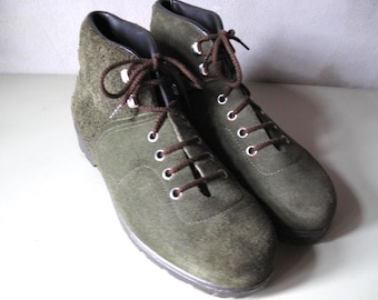 Vintage Olivgrüne Wildleder Wanderschuhe, EU 41