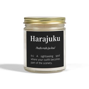 Harajuku - Learn Japanese by Aroma, Cute Japanese Word Definition, Coconut Apricot Wax, Unique Japan & Cultural Gift for Language Lovers