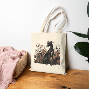 Black Greyhound Tote Bag, Pet Lover Gift, Eco-Friendly Shopping Bag, Canvas Shoulder Bag