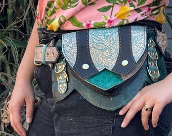OFMD Stede Regal Pocket Belt - Festival belt - Leather belt pouch - Burning Man - Utility Belt - Fanny pack - Belt bag - Pirate