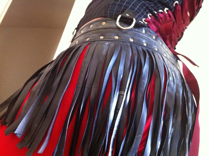 Upcycled Bicycle Inner Tube Fringe Wrap Skirt Studs Burning Etsy