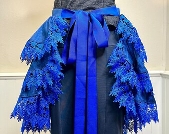 3-Tier Bustle Skirt Royal Blue Cape Capelet Burning Man, Tutu, Pixie, Steampunk, Edwardian, Victorian, Renaissance, Carneval, Bellydance