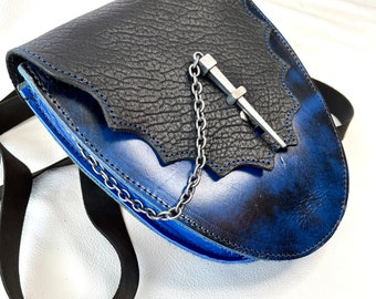 SWORD SPORRAN - Belt Pouch - Hip Bag - Kilt Pocket - Convertible Shoulder - Scottish - Renaissance - Pirate - Boho - Blue Black