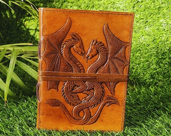 Personalized Dragon Leather Journal: Refillable Handmade Notebook