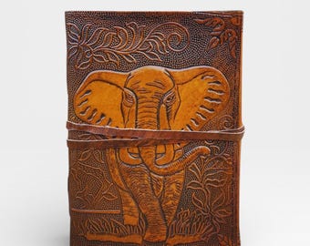 personalised Elephant Mandala Handmade Leather Journal with  Refillable Leather Notebook,  Gift Diary for Men & Women Office Use