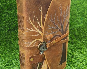 Tree of Life Leather Journal with Key Clasp: Vintage Grimoire, Book of Shadows