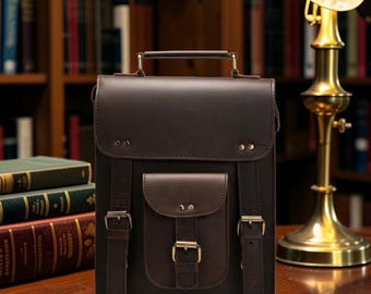 Personalised Distressed Leather Messenger Bag Handmade Mens Laptop Briefcase Office Bag Vintage Crossbody Satchel Custom Anniversary Gift.