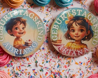 Birthday child button customizable