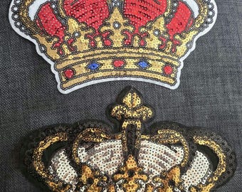 Krone Backpatch Pailletten XXL